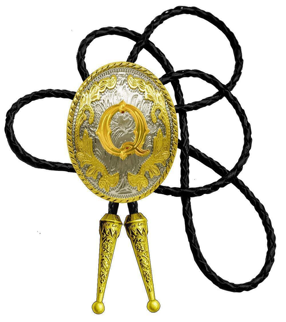 9244 Golden Western Bolo Tie Initial Letter A to Z in Round Flower Nursery